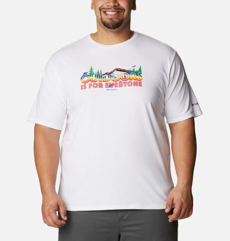 Men\'s Columbia Sun Trek Short Sleeve Graphic T Shirts White | Plus Size CA-H14LC